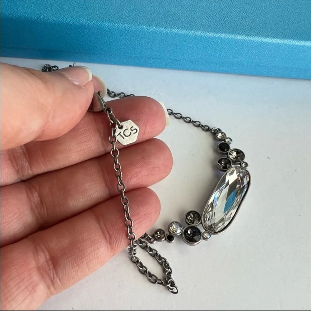 Swarovski Touchstone Crystal Black Cluster Necklace NWT